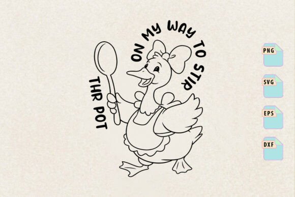 On My Way to Stir the Pot Goose Clipart